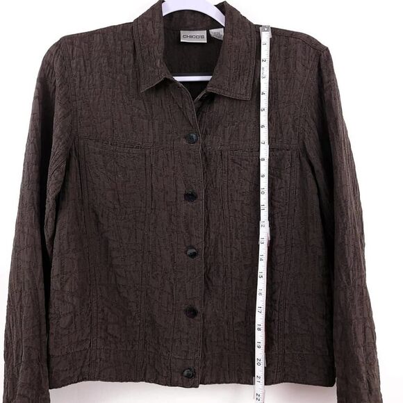 Chico's Silk Wool Textured Shacket Jacket Size SM - Picture 4 of 6